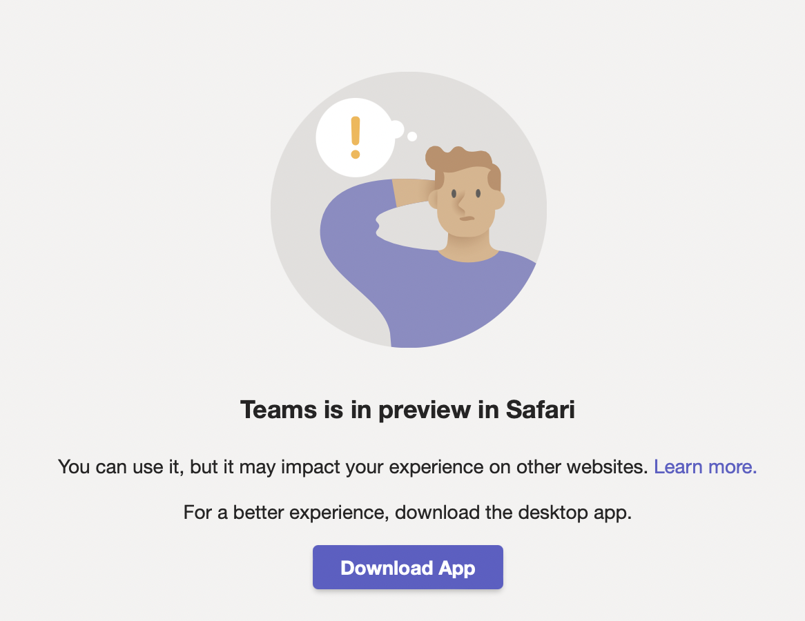 Teams is in preview in Safari